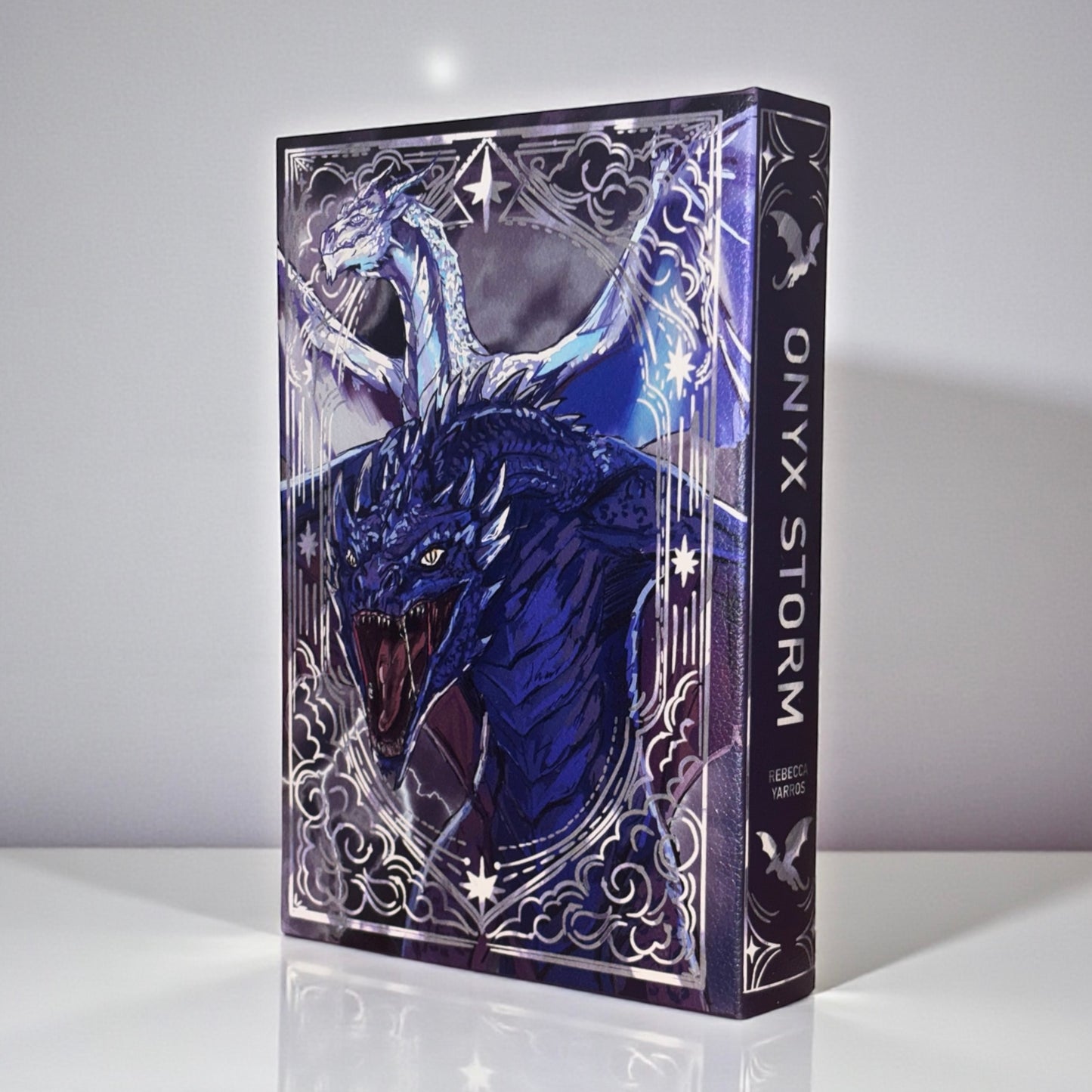 PREORDER - “Onyx Storm” Luxury Rebind X Anna Stone - BOOK 3 - Hand-bound Faux Leather Hardback | Sprayed Edges | Custom End Papers