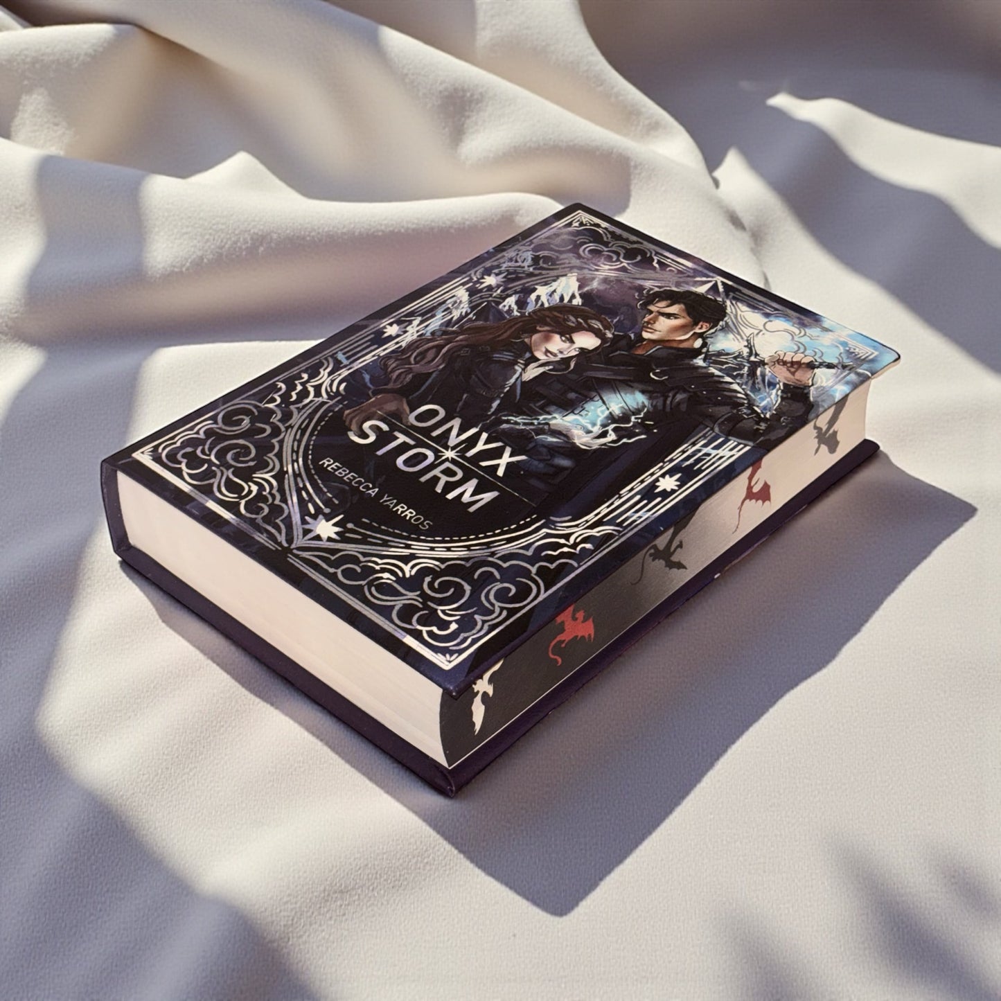 PREORDER - “Onyx Storm” Luxury Rebind X Anna Stone - BOOK 3 - Hand-bound Faux Leather Hardback | Sprayed Edges | Custom End Papers