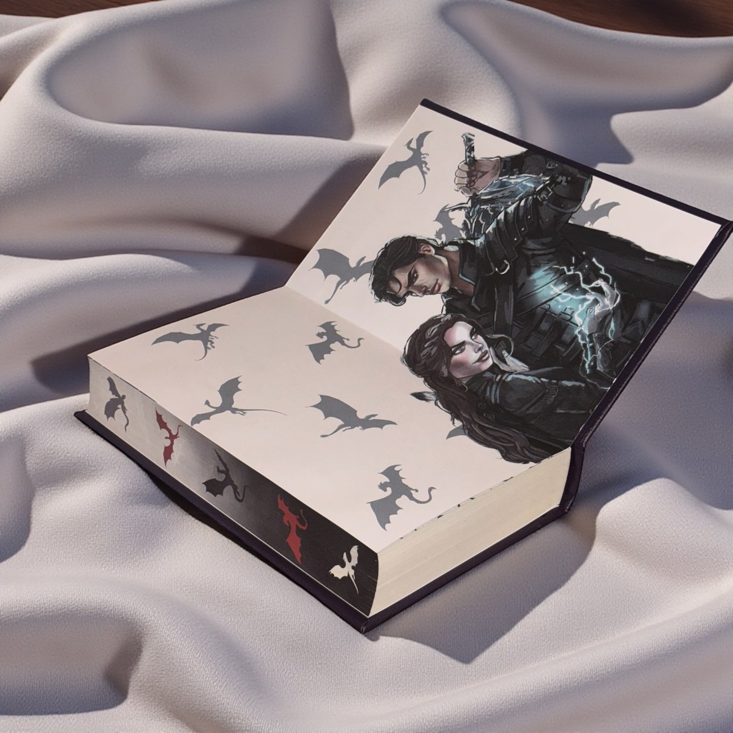 PREORDER - “Onyx Storm” Luxury Rebind X Anna Stone - BOOK 3 - Hand-bound Faux Leather Hardback | Sprayed Edges | Custom End Papers