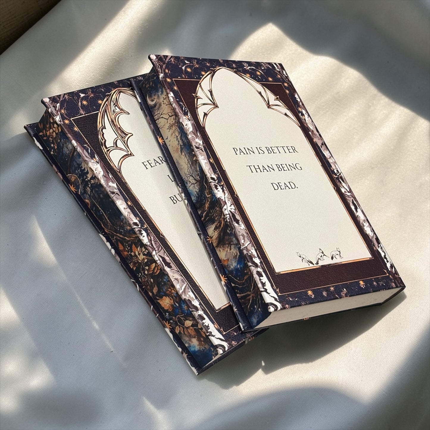 PREORDER - The Stolen Heir Duology Luxury Rebinds X Marine VHS Hand-bound Faux Leather Hardback | Sprayed Edges | Custom End Papers