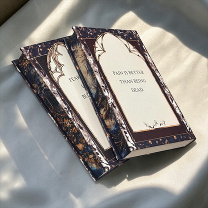 PREORDER - The Stolen Heir Duology Luxury Rebinds X Marine VHS Hand-bound Faux Leather Hardback | Sprayed Edges | Custom End Papers