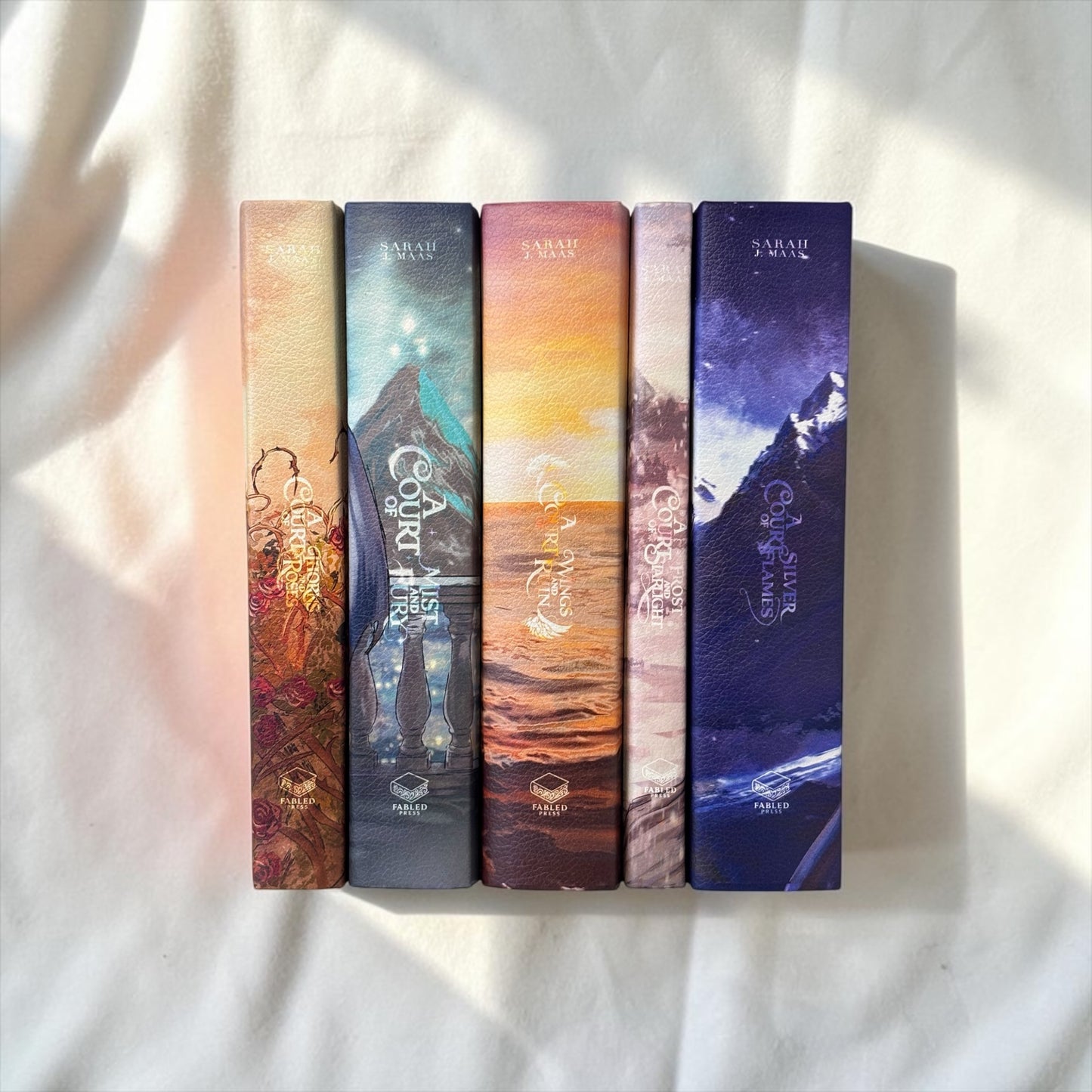 ACOTAR Rebind Set X Anna Stone - Bundle Preorder - Faux Leather Rebinds - Sprayed Edges - Custom End Papers